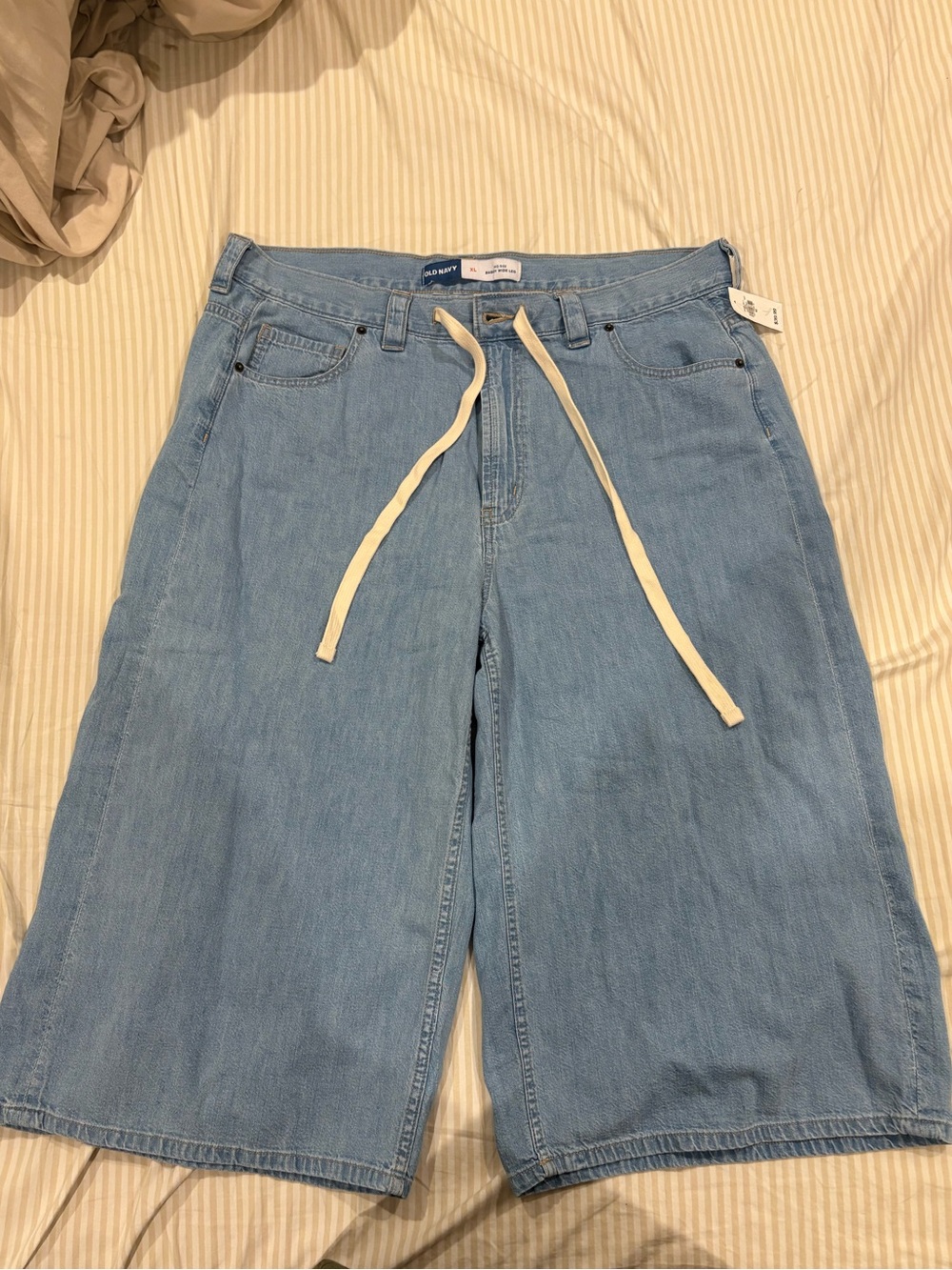 old navy mid rise baggy wide leg denim culottes with drawstring xl